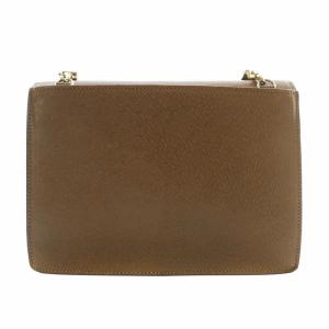 VALENTINO GARAVANI ショルダーバッグ レザー フラップ ロゴ ゴールド金具 茶色 ブラウン