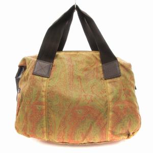 ETRO 2WAY ショルダーバッグ ナイロン ペイズリー 総柄 緑 茶