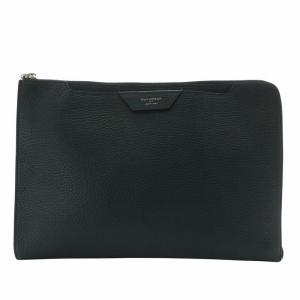 クラッチバッグ セカンドバッグ レザー L字ファスナー ロゴ 紺 ネイビー /XZ GY18