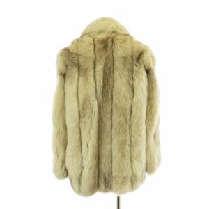 SAGA FOX 銀サガ ファーコート アウター 毛皮 フォックス ミドル 裏地刺繍 9 M 白 ホワイト 茶色 ブラウン