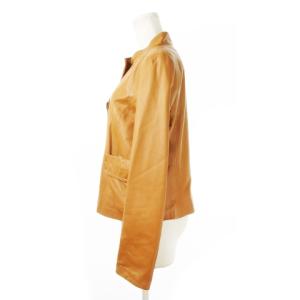 BALMAIN レザージャケット スタンドカラー 革ジャン ラムレザー 羊革 本革 11 茶 ブラウン キャメル