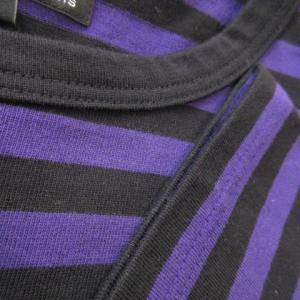 agnes b. ボーダーTシャツ 長袖 ロンT コットン 総柄 3 L 紫 パープル 0330J008