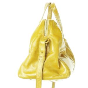 YVES SAINT LAURENT ハンドバッグ 2way ショルダーバッグ エナメル レザー イエローオーカー 茶 ブラウン 黄 イエロー