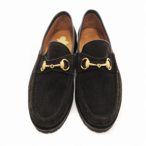 GUCCI 111 6030 ローファー ホースビット ゴールド金具 スエード レザー 7 約26cm 茶