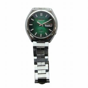 SEIKO 5ACTUS 5アクタス 腕時計 ウォッチ 自動巻き 5面 カットガラス デイデイト 23石 緑文字盤 シルバー色 6106-8690