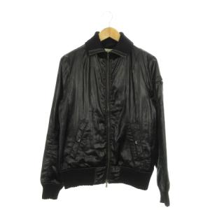 ブルゾンジャケット 中綿 襟付き ニット ダブルジップ M 黒 ブラック /MN7 GY27