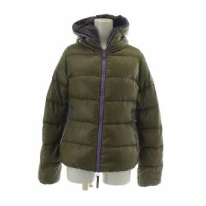 ティア Thia ダウンジャケット アウター ナイロン フード ジップアップ 38 S カーキ 910.01-1035R