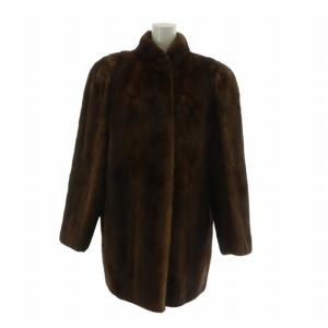 金サガ TOGU ファーコート アウター 毛皮 ミンク ミドル 肩パッド 13 XL 茶色 ブラウン /XZ