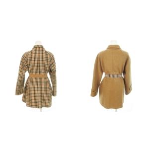 DAKS ステンカラーコート リバーシブル リボンベルト ハウスチェック 大きいサイズ 13AB3 茶 ブラウン