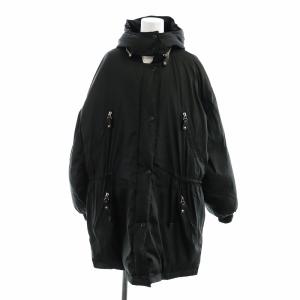 ダウンジャケット 長袖 ジップアップ ロング フード付き 大きいサイズ 46 黒 ブラック GY18 /MQ