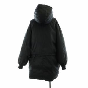 SPORT MAX ダウンジャケット 長袖 ジップアップ ロング フード付き 大きいサイズ 46 黒 ブラック GY18 /MQ