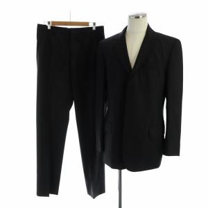 スーツ セットアップ 上下 テーラードジャケット パンツ ストライプ ロゴ 長袖 総裏地 サイドベンツ ネーム刺繍入り 48