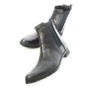 AOUA BELL サイドゴアブーツ ショート レザー 革 25.0cm 黒 ブラック /CK14 GY18