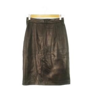 オールドセリーヌ ヴィンテージ ラムレザー スカート タイト ひざ丈 羊革 本革 38 M 茶 ブラウン