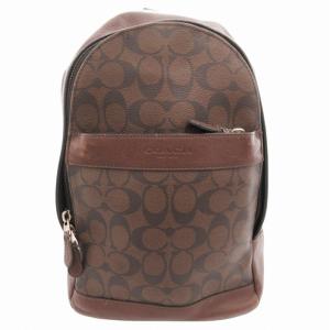 F72043 シグネチャー ボディバッグ ショルダー 斜め掛け ロゴ PVC レザー 茶 ブラウン