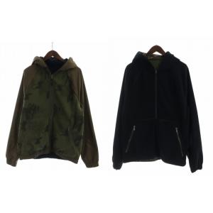 リバーシブル パーカー カモフラ L ブラック カーキ