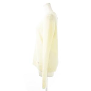 BURBERRY BLUE LABEL 起毛ニット セーター クルーネック 長袖 ゆったり編み 透け感 バックボタン ロゴプレート ワンポイント 38 M 白 アイボリー