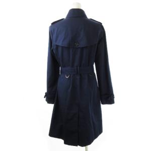 BURBERRY LONDON トレンチコート ダブル ロング ロゴボタン ベルト 裏地チェック柄 40 L 紺 ネイビー /CK10
