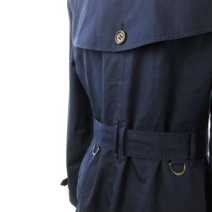 BURBERRY LONDON トレンチコート ダブル ロング ロゴボタン ベルト 裏地チェック柄 40 L 紺 ネイビー /CK10