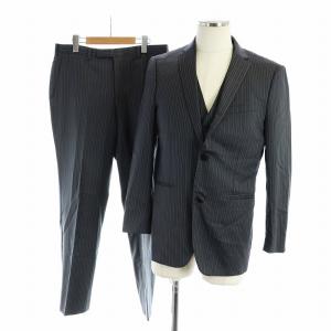 シングルスーツ セットアップ 上下 3点 テーラードジャケット パンツ ベスト 長袖 総裏地 サイドベンツ