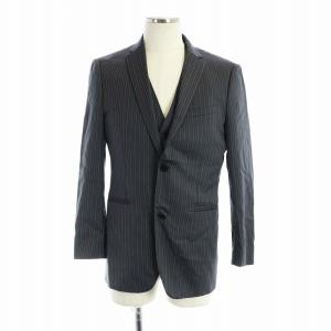 BURBERRY BLACK LABEL シングルスーツ セットアップ 上下 3点 テーラードジャケット パンツ ベスト 長袖 総裏地 サイドベンツ