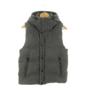 Nishikawa Down 西川ダウン ダウンベスト ジップアップ フード ウール ヘリンボーン L