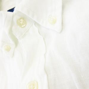 RALPH LAUREN リネンシャツ ボタンダウン 長袖 薄手 透け感 ワンポイント ロゴ 刺繍 SP 白 ホワイト