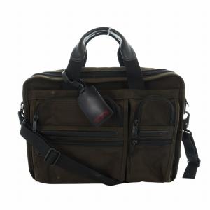 ブリーフケース ビジネスバッグ ショルダー 2WAY 書類カバン ロゴ キャンバス レザー 茶 ブラウン