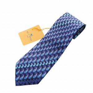 ネクタイ レギュラータイ タグ付き ペイズリー柄 総柄 ロゴ 絹 シルク 青 ブルー GY17 /MQ
