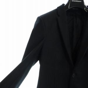 EMPORIO ARMANI 2B テーラードジャケット シングル 長袖 総裏地 センターベント ロゴ ハンガー付き 44 XS 黒