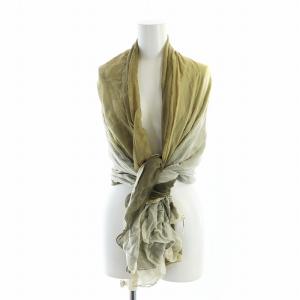 大判スカーフ ストール コットン ロゴ グラデーション カーキ GY18 /MQ