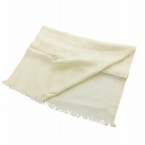 HERNO マフラー ストール イタリア製 カシミア 絹混 シルク混 フリンジ ロゴ刺繍 アイボリー GY18