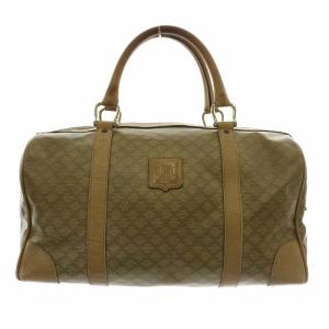 ボストンバッグ ハンドバッグ PVC レザー マカダム柄 総柄 ロゴ 茶色 ブラウン /XZ GY18