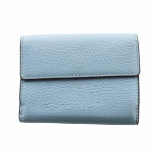 美品 FURLA ダフネ コンパクト 三つ折財布 ミニ ブルー系 レザー シボ革 美品 FURLA ダフネ コンパクト 三つ折財布 ミニ ブルー系 レザー