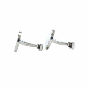 カフスボタン アクセサリー シルバー925 ロゴ ラウンド シルバー色 青