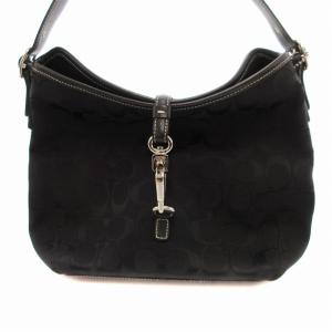 COACH ハンドバッグ ワンハンドル シグネチャー キャンバス レザー 黒 6845