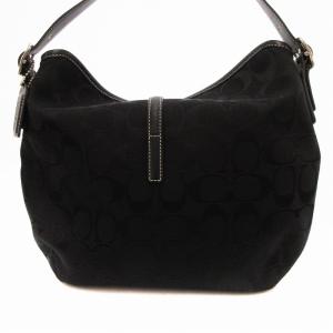 COACH ハンドバッグ ワンハンドル シグネチャー キャンバス レザー 黒 6845