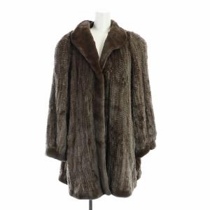 金サガ 毛皮コート シェアードミンクファー 長袖 総裏地 ミドル ネーム刺繍入り 茶 ブラウン GY05