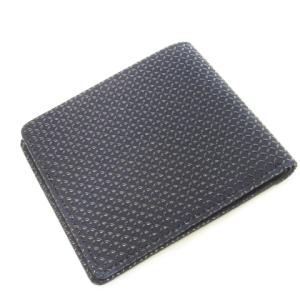 INDEN‐YA 二つ折り財布 ウォレット 小銭入れあり 鹿革 レザー ディアスキン 漆 チェック 総柄 紺 ネイビー /CK28