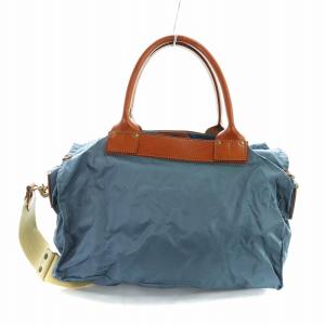 P4 ボストンバッグ ショルダー 2WAY ナイロン レザー ロゴ 青 ブルー