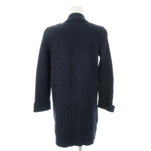 FOXEY NEW YORK ニットジャケット ダブル ロング ローゲージ ワンポイント ロゴプレート 38 M 紺 ネイビー /MN15