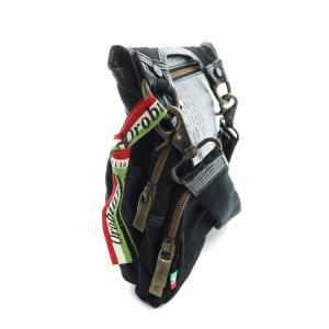 Orobianco ショルダーバッグ 斜め掛け レザー ナイロン クロコ型押し ロゴ 黒 ブラック GY18