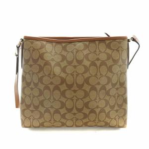 COACH ショルダーバッグ シグネチャー PVC レザー ロゴ スクエア ゴールド金具 茶 ブラウン 58297 GY18