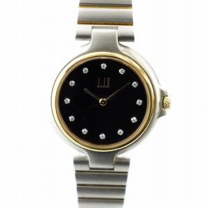 6 QXRM ミレニアム 腕時計 クォーツ 12P ラインストーン 黒文字盤 コンビカラー