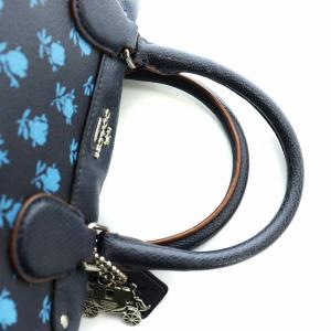 COACH ハンドバッグ ショルダー 2WAY ミニボストン 花柄 総柄 PVC レザー ロゴ 紺 ネイビー F38160 GY18