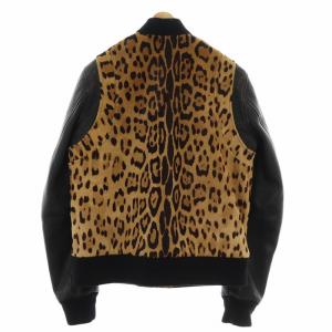 BALMAIN 袖レザー切替 ハラコ スタジャン ヒョウ柄 52