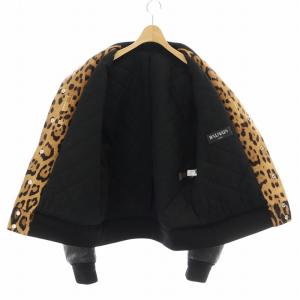 BALMAIN 袖レザー切替 ハラコ スタジャン ヒョウ柄 52
