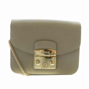 メトロポリス ショルダーバッグ チェーンバッグ PVC レザー ロゴ ゴールド金具 ベージュ /XZ GY18