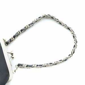 A.D.M.J. がま口 小物入れ コインケース 財布 小銭入れ レザー ロゴ チェーンストラップ 黒 ブラック GY18