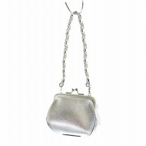 A.D.M.J. がま口 小物入れ コインケース 財布 小銭入れ レザー ロゴ チェーンストラップ シルバー色 GY18